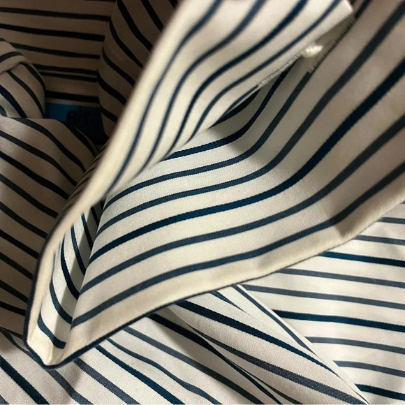[US10]Banana Republic Blue/Gray Stripes WMN White Non Iron Tailored Dress Shirt - Picture 8 of 9